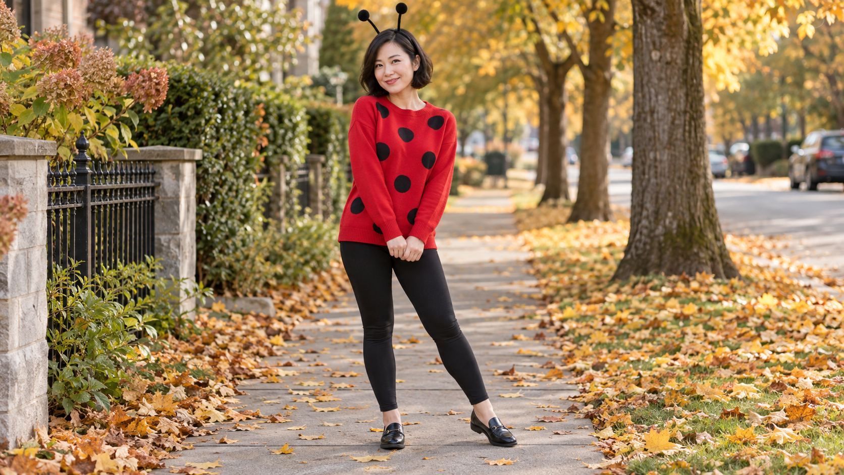 Red and Black Ladybug Costume with Red Sweater and Antenna Headband